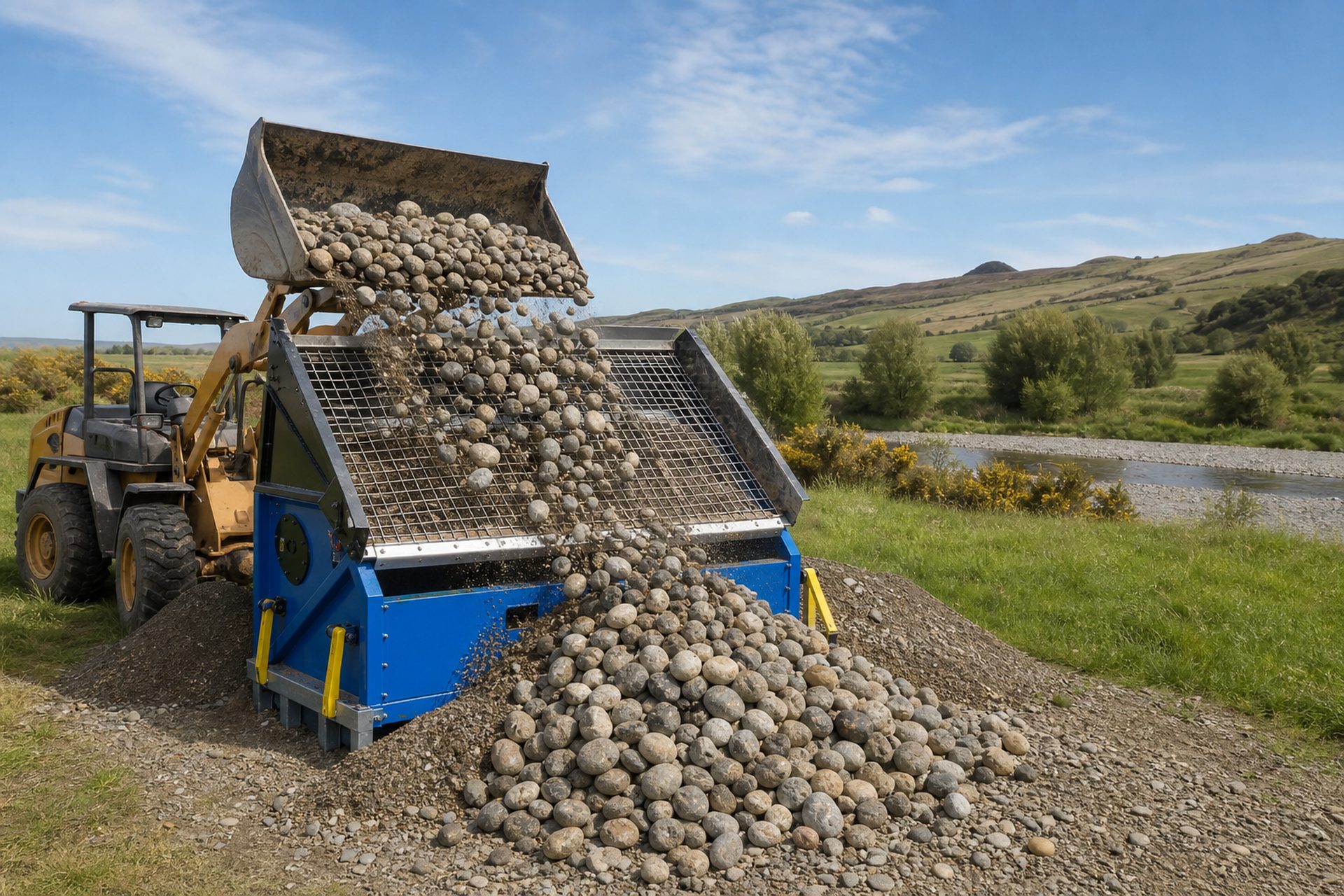 Farm river gravel screening